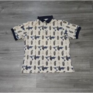 Natural Issue Polo‎ Shirt Nautical All Over Print Short Sleeve Size Large
